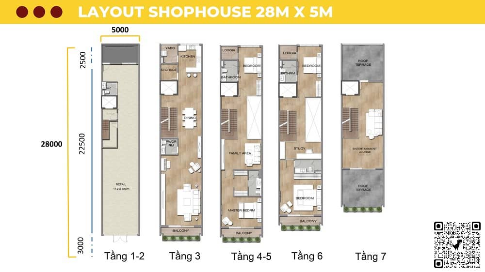 layout thiết kế tầng townhouse sun cosmo