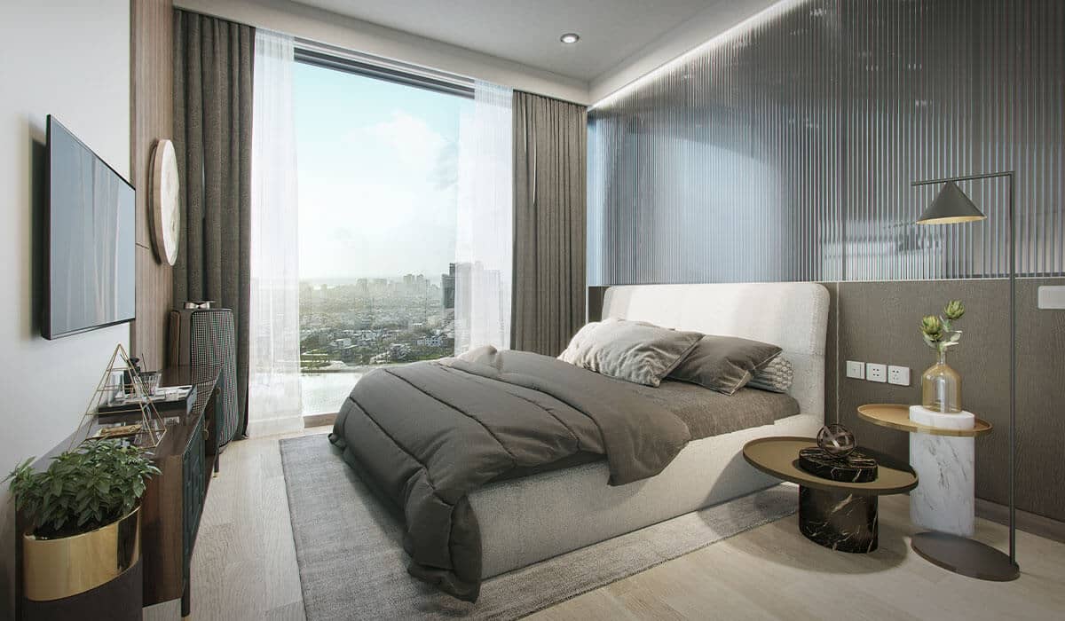 phòng ngủ với nội thất hiện đại
